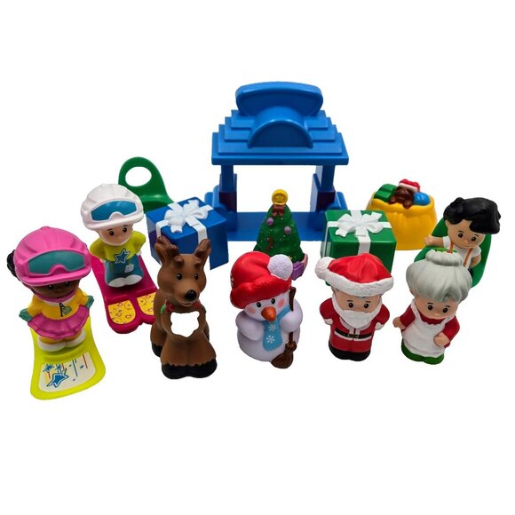 Fisher-Price Christmas Little People Snowman Tree Santa Mrs. Claus Reindeer Adve - Picture 1 of 10
